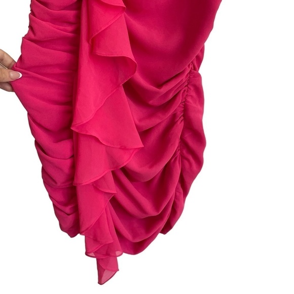 Lovers + Friends Fuchsia Gathered Ruffle Mini Dress, Size S - Picture 3 of 7